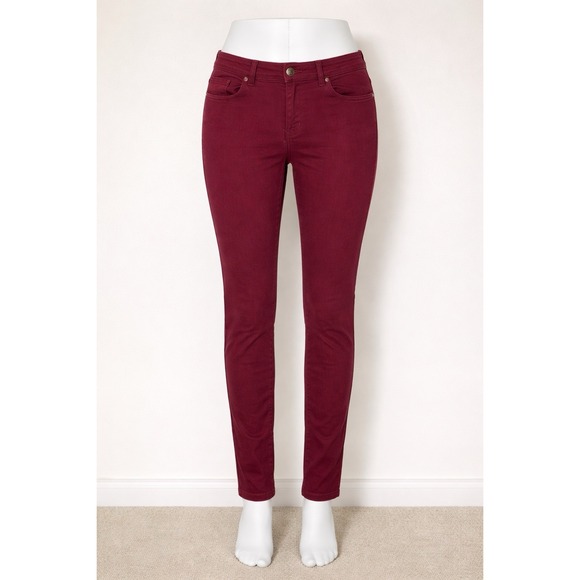 Liz Claiborne Pants - Liz Claiborne Womens Burgundy Soft  Pants Size 8 Stretch Cotton Twill Mid Rise